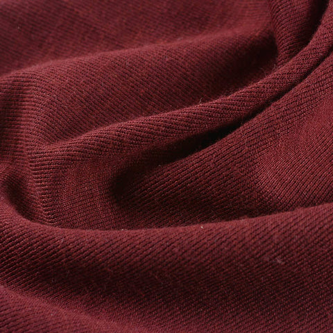 Brushed Polyester Viscose Stretch Rib Knit Fabric, 248 gsm — Red