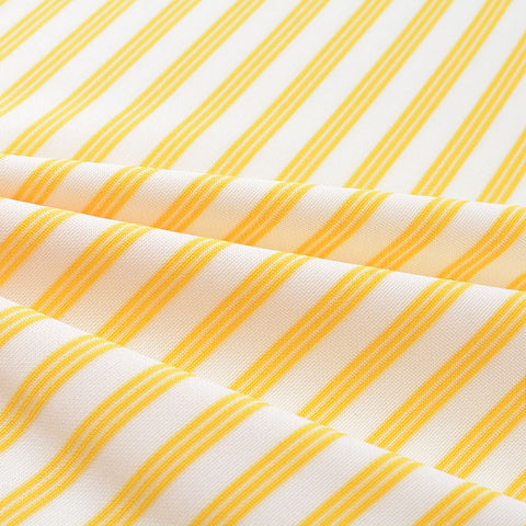 Yellow Vertical-Stripe Interlock Knit, Polyester