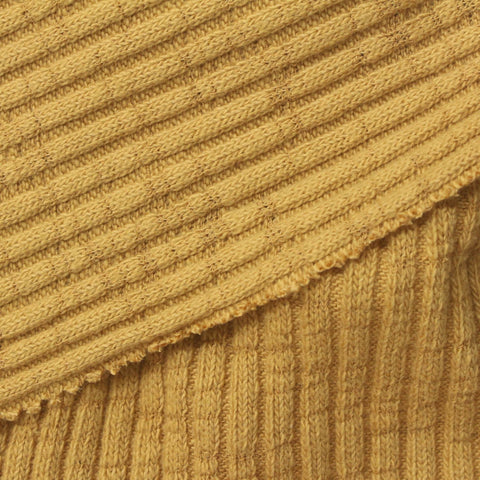 Slub Cotton Stretch Rib Knit Fabric, 370 gsm, 150 cm — Yellow