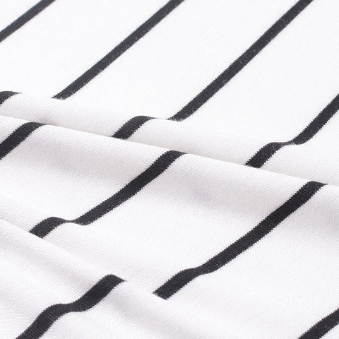Black Vertical-Stripe Jersey Knit, Viscose, 208 gsm