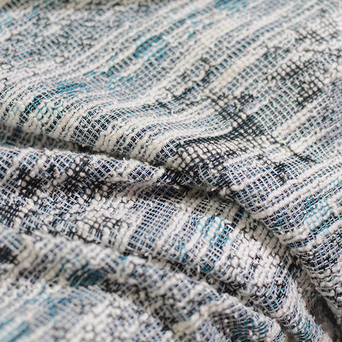 Dark Blue Abstract Chunky Knit, Poly-Viscose
