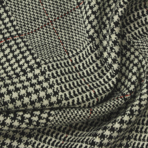 Black Houndstooth Jacquard, Cotton-Poly