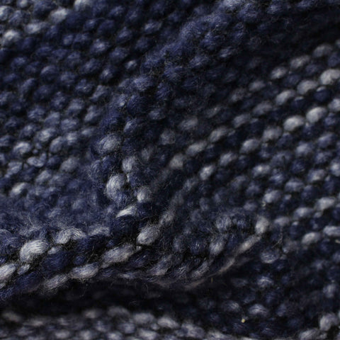 Dark Blue Horizontal-Stripe Chunky Knit, Polyester, 345 gsm