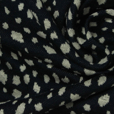 Animal Print Polyester Cotton Blend Stretch Interlock Knit Fabric, 210 gsm, 160 cm — Navy