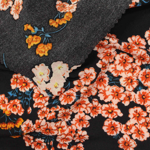 Orange Floral Knit, Polyester, 171 gsm