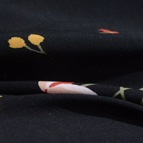 Red Flowers Woven, Viscose, 87 gsm