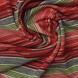 Red Horizontal-Stripe Jersey Knit, Viscose — photo 3