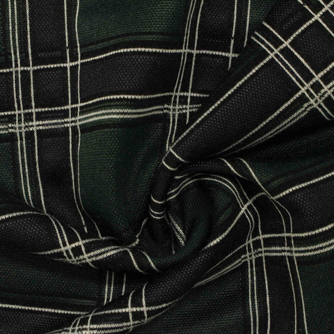Dark Green Plaid Jacquard, Poly-Viscose