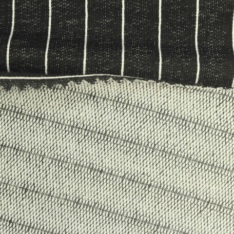 Black Vertical-Stripe French Terry, Cotton-Poly, 180 gsm