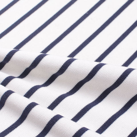 Navy Vertical-Stripe Ponte Knit, Poly-Viscose