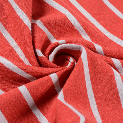 Orange Horizontal-Stripe Jersey Knit, Viscose-Cotton