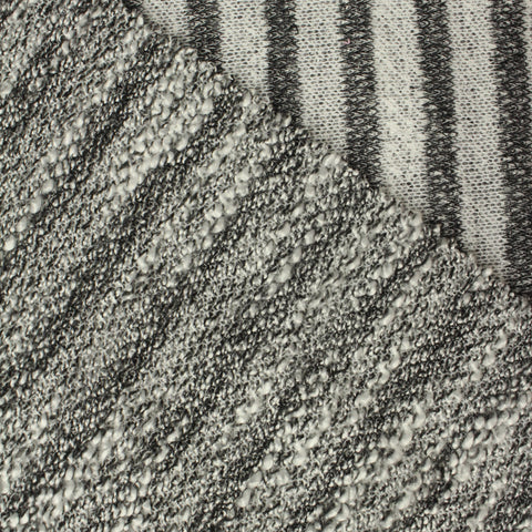 Dark Grey Stripes Chunky Knit, Poly-Cotton, 230 gsm