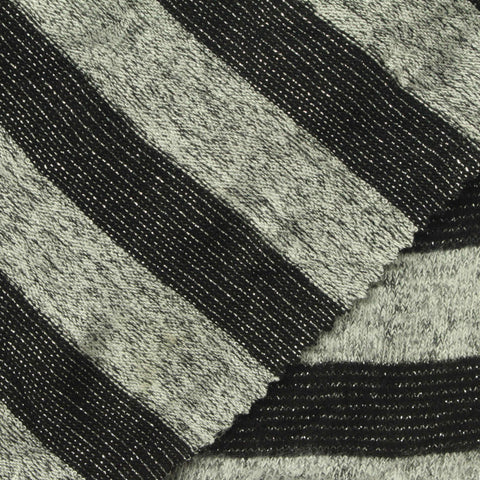 Black Stripes Chunky Knit, Viscose-Poly, 220 gsm