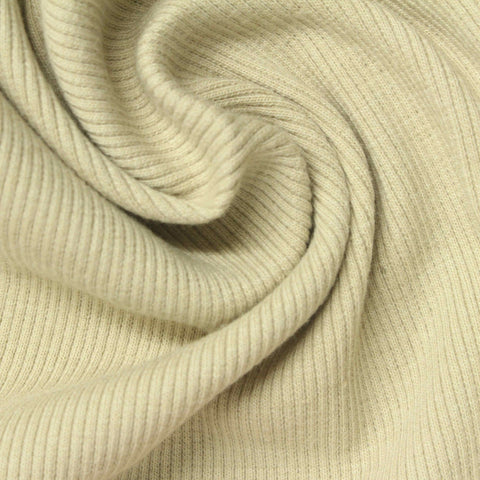 Cotton Polyester Stretch Rib Knit Fabric, 364 gsm, 128 cm — Beige