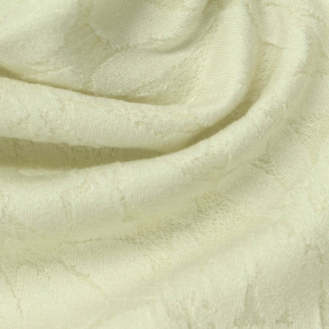 Cream Abstract-Leaf Jacquard, Poly-Viscose
