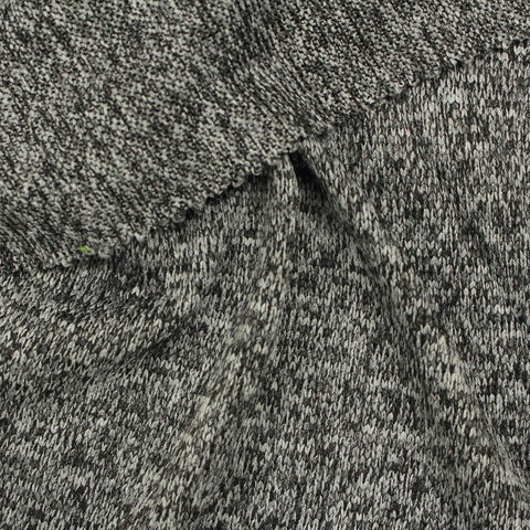 Black Marl French Terry, Polyester, 208 gsm