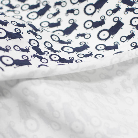 Printed Cotton Stretch Knit Fabric, 178 gsm, 65 cm — White