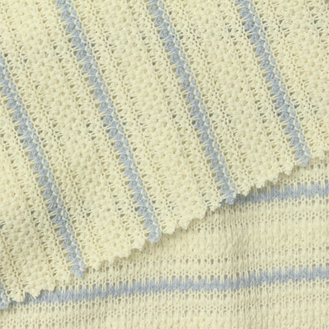 Light Blue Horizontal-Stripe Chunky Knit, Polyester