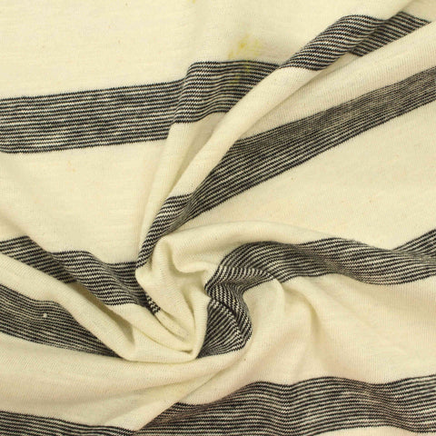 Dark Grey Horizontal-Stripe Jersey Knit, Cotton, 137 gsm