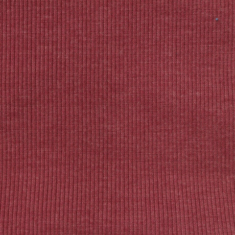 Deep Red Marl Rib Knit, Cotton-Poly