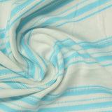 Light Blue Horizontal-Stripe Jersey Knit, Poly-Viscose — photo 3