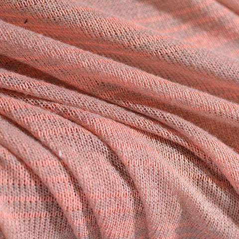 Red Horizontal-Stripe Chunky Knit, Viscose-Poly, 127 gsm