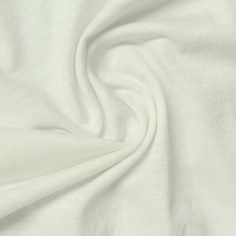 Slub Modal Cotton Stretch Jersey Knit Fabric, 175 gsm, 182 cm — White