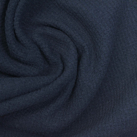 Plaid Polyester Stretch Fleece Fabric, 210 gsm, 160 cm — Navy