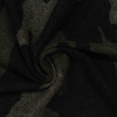 Dark Green Bold-Camo Chunky Knit, Viscose-Poly