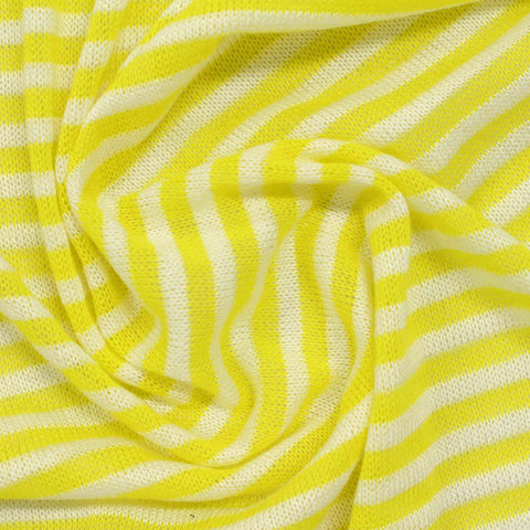 Yellow Horizontal-Stripe Jersey Knit, Poly-Viscose, 240 gsm
