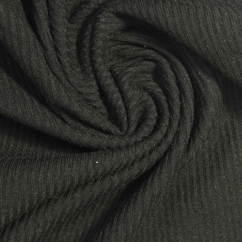 Black Rib Knit, Poly-Viscose