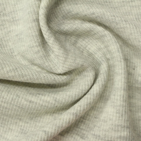 Light Grey Heathered-Marl Rib Knit, Poly-Cotton, 306 gsm