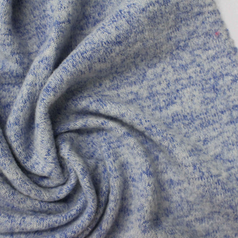 Light Blue Marl Chunky Knit, Viscose-Poly, 180 gsm, 170 cm