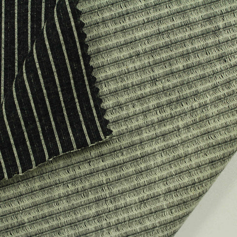 Black Vertical-Pinstripe French Terry, Cotton-Poly