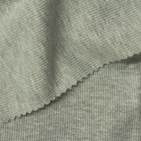Heathered Grey Marl Rib Knit, Poly-Viscose, 255 gsm, 150 cm