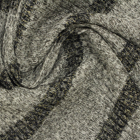 Grey Marl Rib Knit, Poly-Viscose, 295 gsm