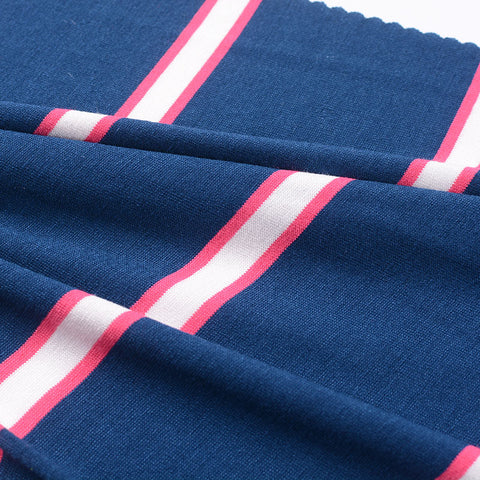 Blue Stripes Knit, Viscose, 180 gsm
