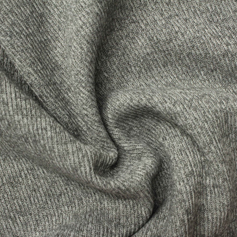 Grey Marl Rib Knit, Poly-Cotton, 340 gsm
