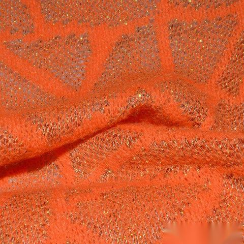 Acrylic Metallic Chunky Knit Fabric, 135 gsm, 150 cm — Red