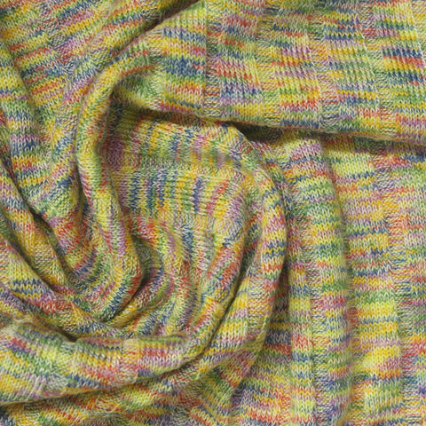 Yellow Marl Rib Knit, Poly-Viscose, 202 gsm