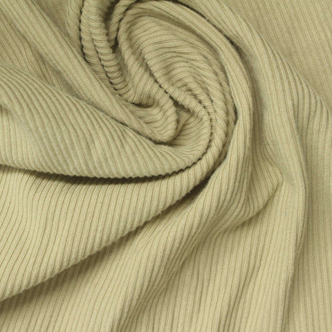 Brushed Polyester Stretch Rib Knit Fabric, 190 gsm, 165 cm — Khaki