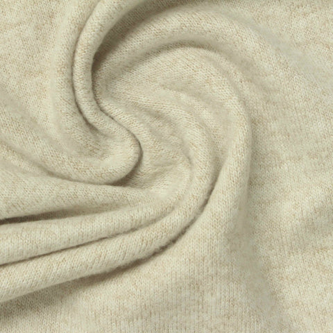 Light Beige Heathered-Marl Chunky Knit, Viscose-Poly, 215 gsm