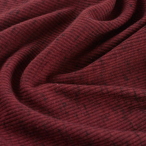 Dark Red Marl Rib Knit, Polyester, 165 gsm