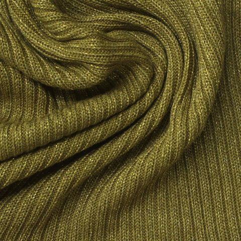 Viscose Metallic Rib Knit Fabric, 320 gsm, 195 cm — Khaki, ref EF-262223