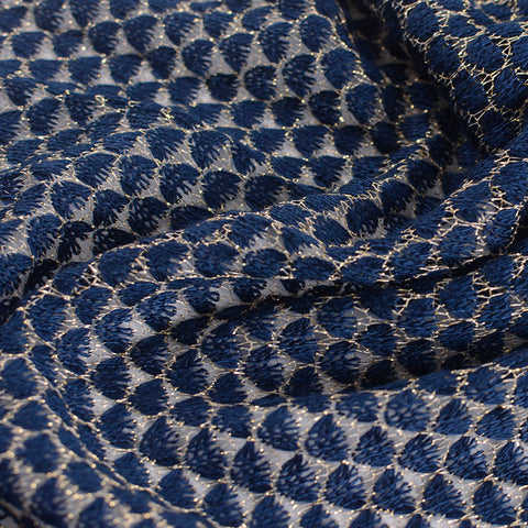 Jacquard Polyester Metallic Knit Fabric, 150 gsm, 161 cm — Navy