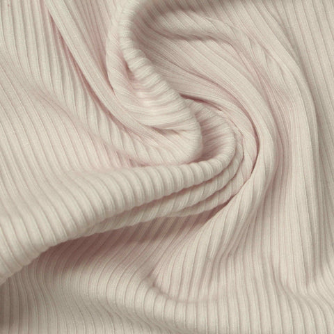 Viscose Stretch Rib Knit Fabric, 420 gsm, 125 cm — Beige