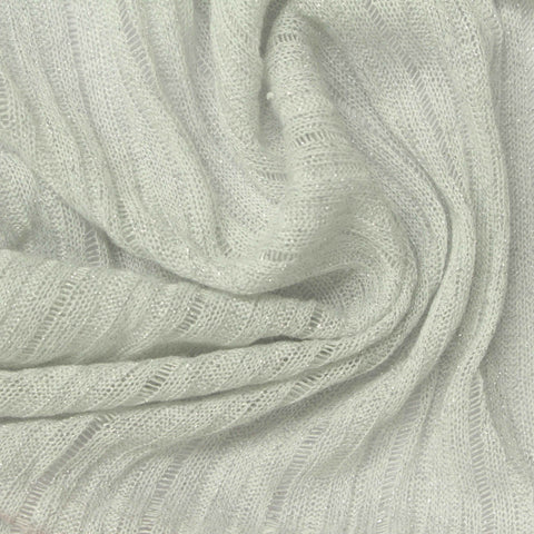 Polyester Metallic Rib Knit Fabric, 125 gsm, 158 cm — White