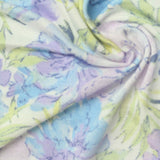 Pastel Blue Bold-Floral Jersey Knit, Viscose — photo 3