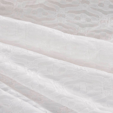 White Wavy-Band Jersey Knit, Polyester
