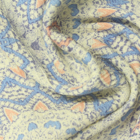 Blue Wavy-Line Crepe, Viscose